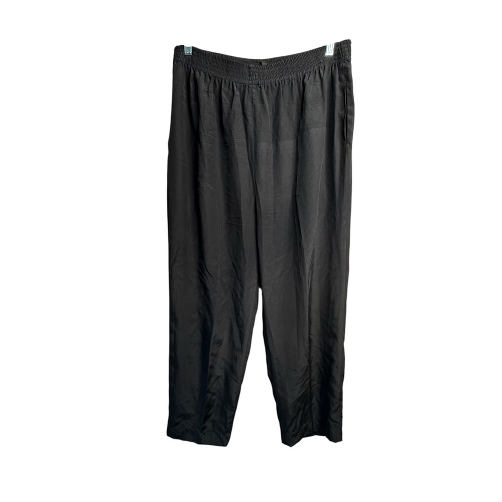 VTG Oleg Cassini 100% Silk Womens Pants Black Silk Sz 12 D28